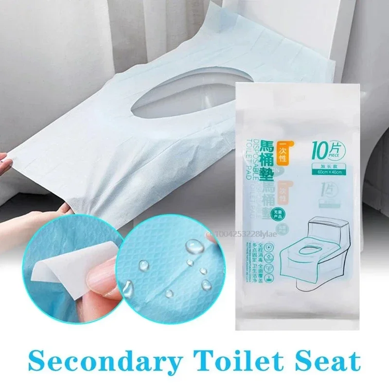 10PC Travel Disposable Paper Toilet Seat Cover Protector Camping Travel Bathroom Accessory Toilet Mat Biodegradable Pad Cushion