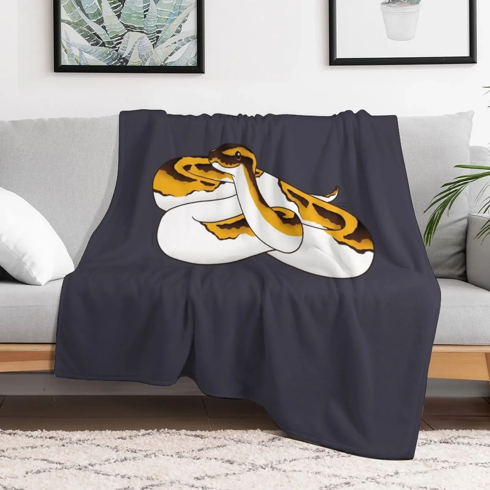 Piebald Ball Python Illustration Throw Blanket Moving Thermal Blankets