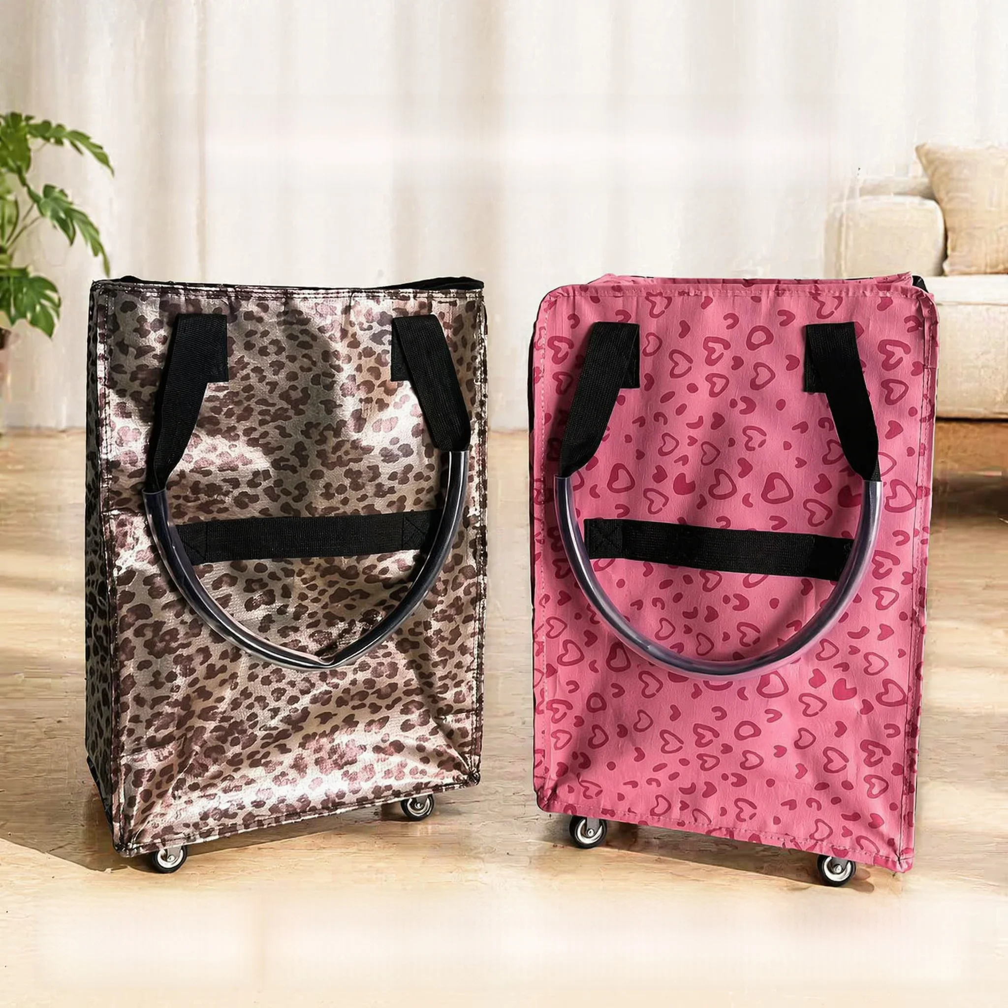 haokend-large-capacity-foldable-travel-bag-waterproof-leopard-print-shopping-cart-with-silent-wheels-for-shopping-and-carrying