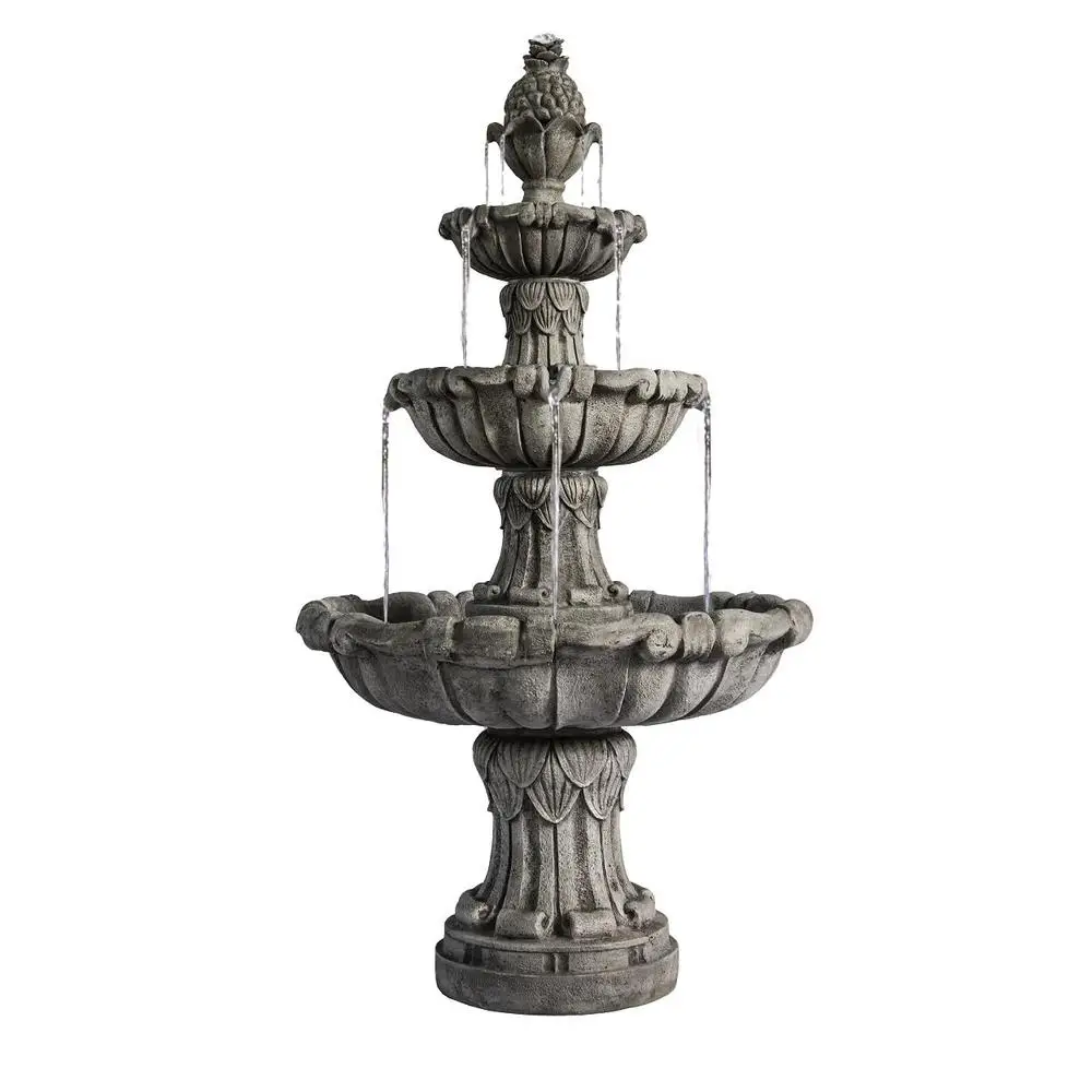 3-Tier Outdoor Water Fountain Bird Bath Garden Decor Relaxing Smooth Water Flow Durable Resin Pump Included Lawn Porch Decor