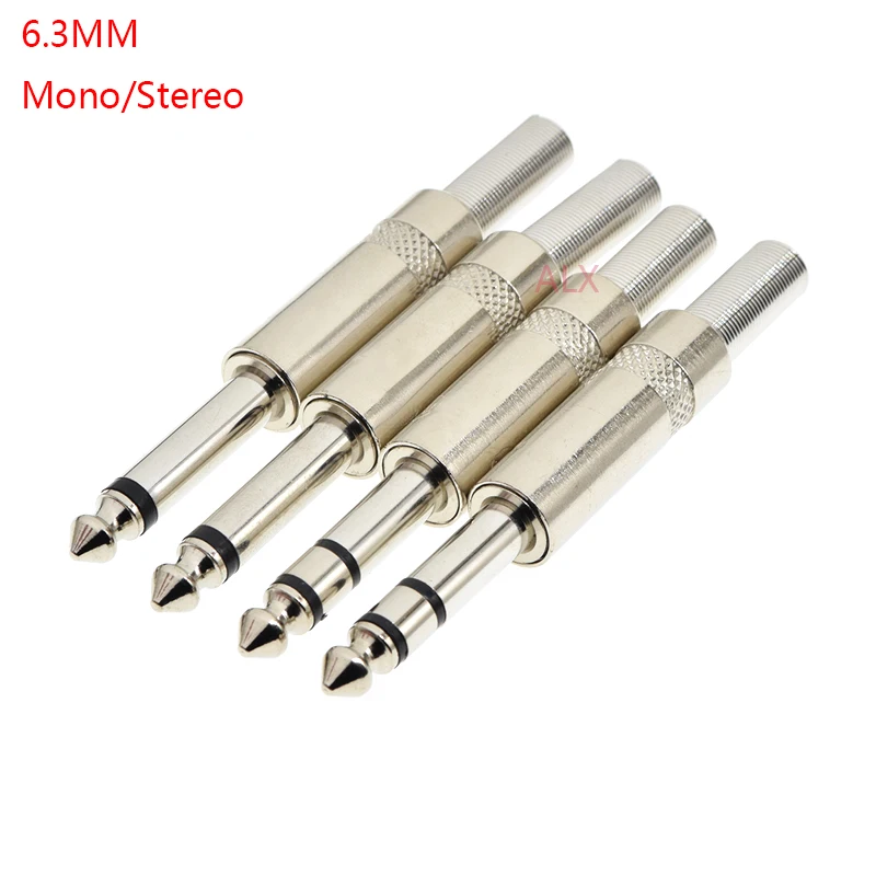2/5 SZTUK 6,3 MM Mono/Stereo Audio Jack Wtyczka Męska Złącze Spawalnicze Linia Słuchawki Stereo 1/4 6,35 MM 6,3 6,35 2/3 Biegun Metalowy Adapter