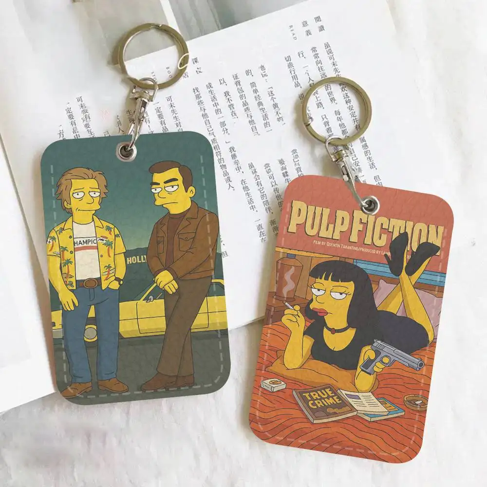 1 x Cartoon-Quentin-Tarantino-Film-Klassiker-Halter, geeignet für Bankkarten, U-Bahn- und Buskarten, Brieftaschen, Kartenetuis, Ausweishalter, Schlüsselanhänger