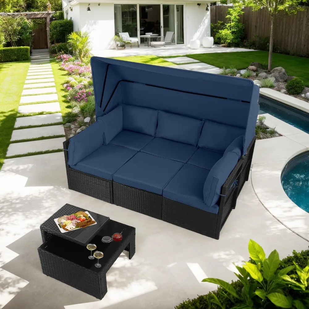 

8 Pieces Outdoor furniture , Patio sectional sets ,Patio daybed Outdoor Couch with Cushions and canopy, porch/balcony furniture