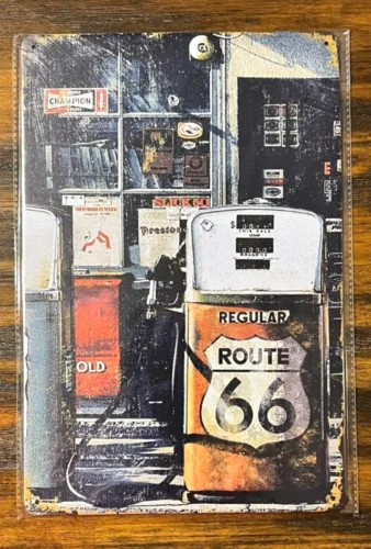 Route 66 Gas Pump Novelty Metal Sign 12