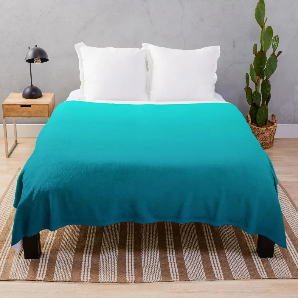 

preppy summer beach teal blue turquoise ombre Throw Blanket Blankets For Bed Hairys for sofa Blankets