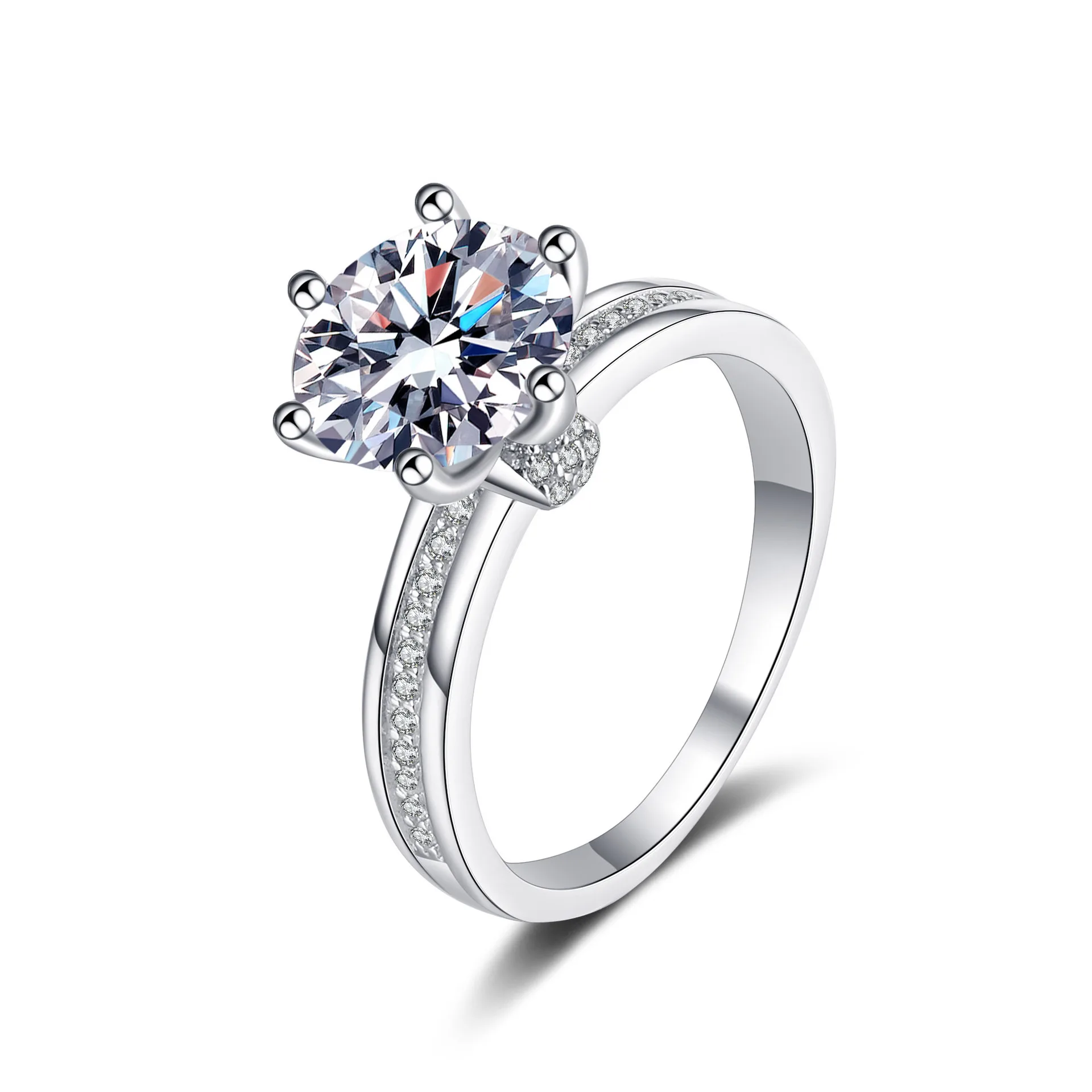 D Farbe VVS Moissanit Ring 3 Karat zertifizierter Diamant Ehering aus massivem Silber Luxus Damen Verlobungsringe