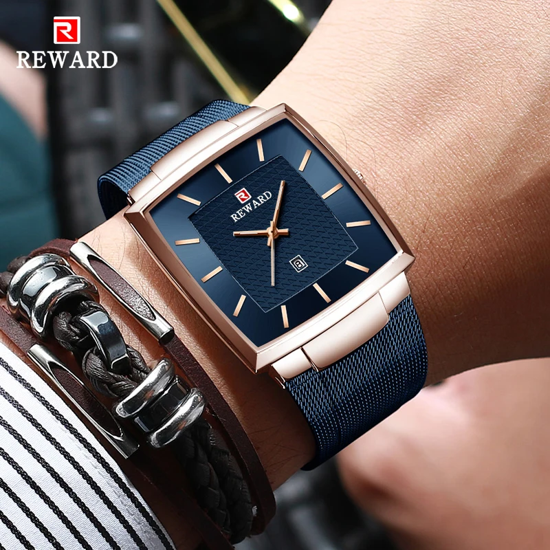 REWARD Fashion Blue Men\'s Watches 2023 New Top Luxury Brand Watch Men Business Waterproof Stainless Steel Quartz Wristwatch