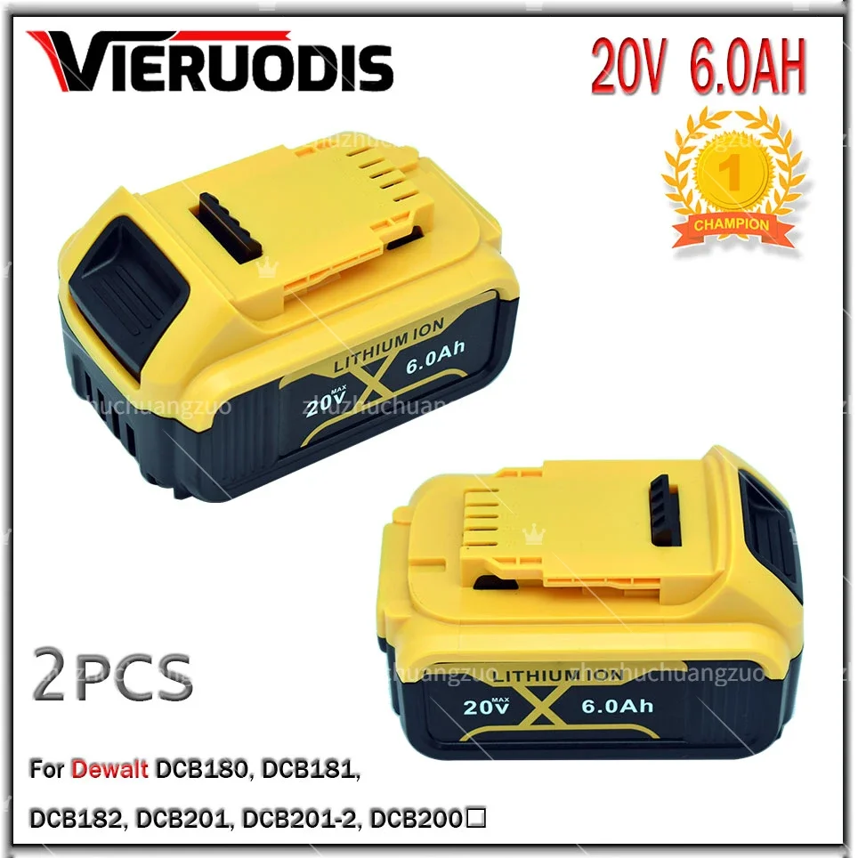 

1~3PCS 100% New Lithium Battery for DeWalt power Tools DCB184 DCB200 rechargeable electric tool 20v 6000mah Battery set