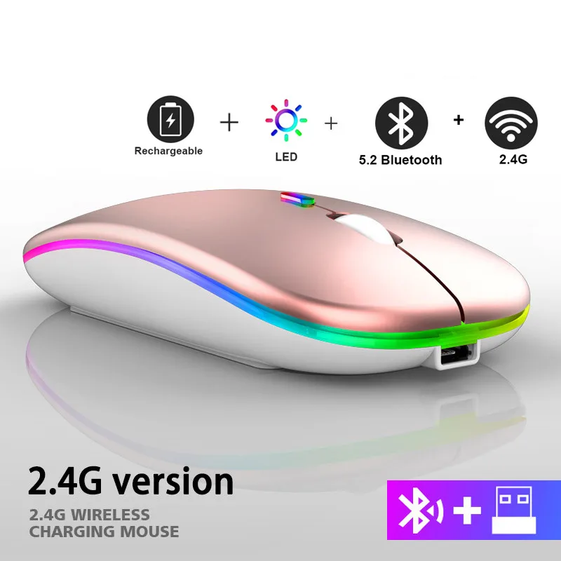 Mouse sem fio bluetooth rgb recarregável mouse sem fio do computador silencioso mause led retroiluminado ergonômico gaming mouse para computador portátil