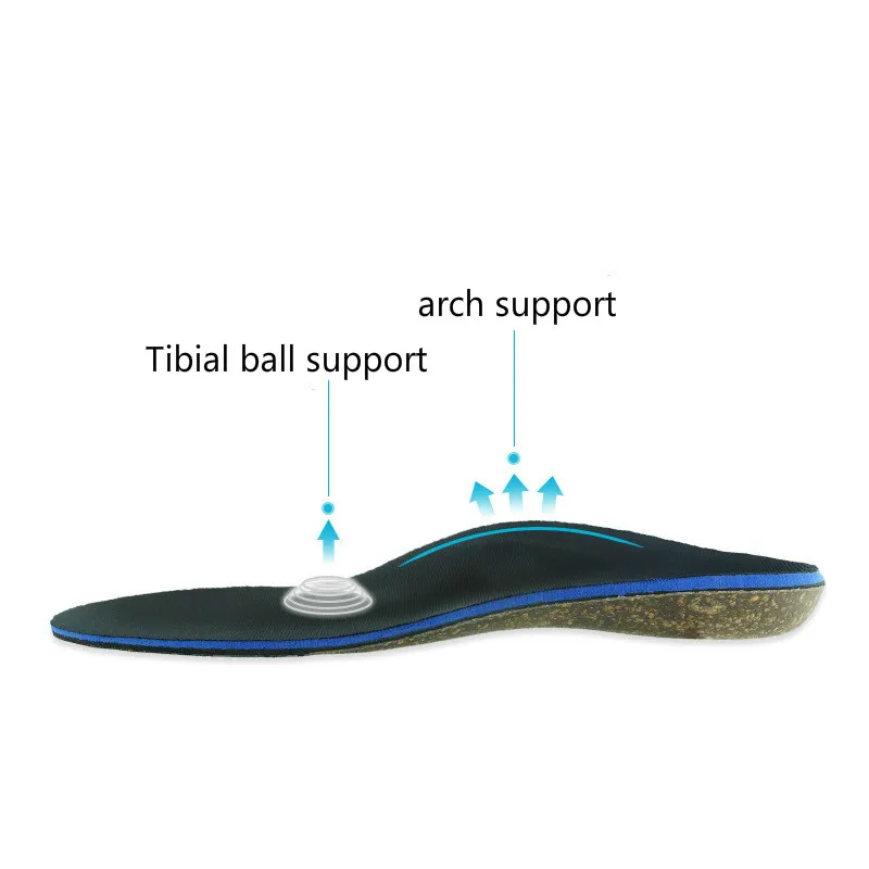 Adult Cork Orthopedic Insole Flat Foot  X/o Leg Correction Damping Orthopedic Insole Arch Support Pad For Shoe Men Women Insoles