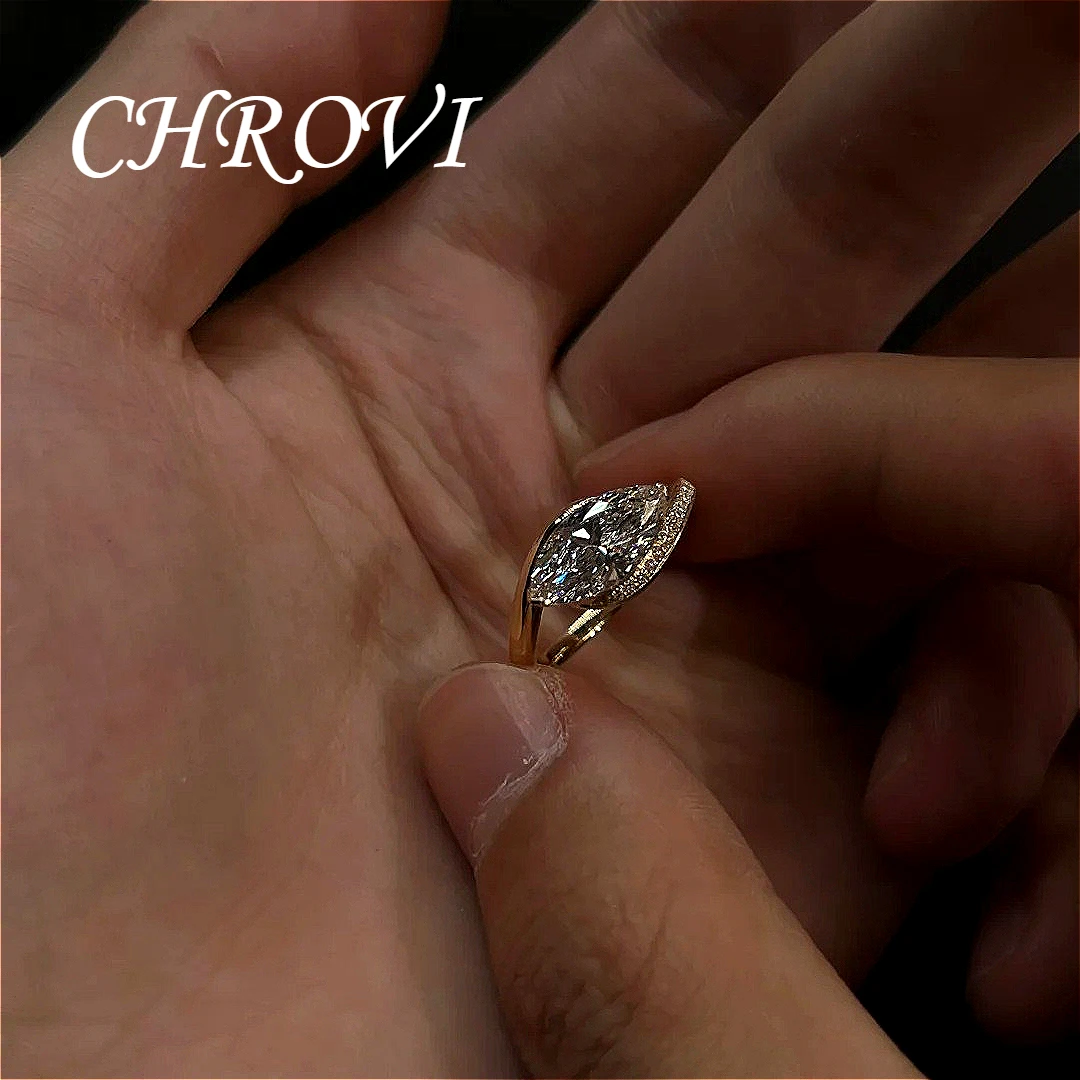 High-grade 925 pure silver angel's eye ring, marquise-shaped gemstone with asymmetrical marquise-cut diamond, women's ring