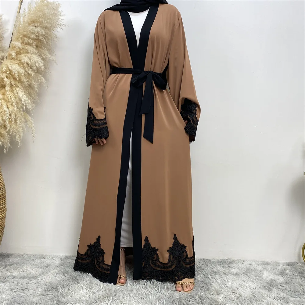 

Turkey Dubai Kaftan Lace Open Abaya Women Muslim Dress Eid Ramadan Islamic Clothing Robe Femme Musulmane Caftan Kimono Cardigan