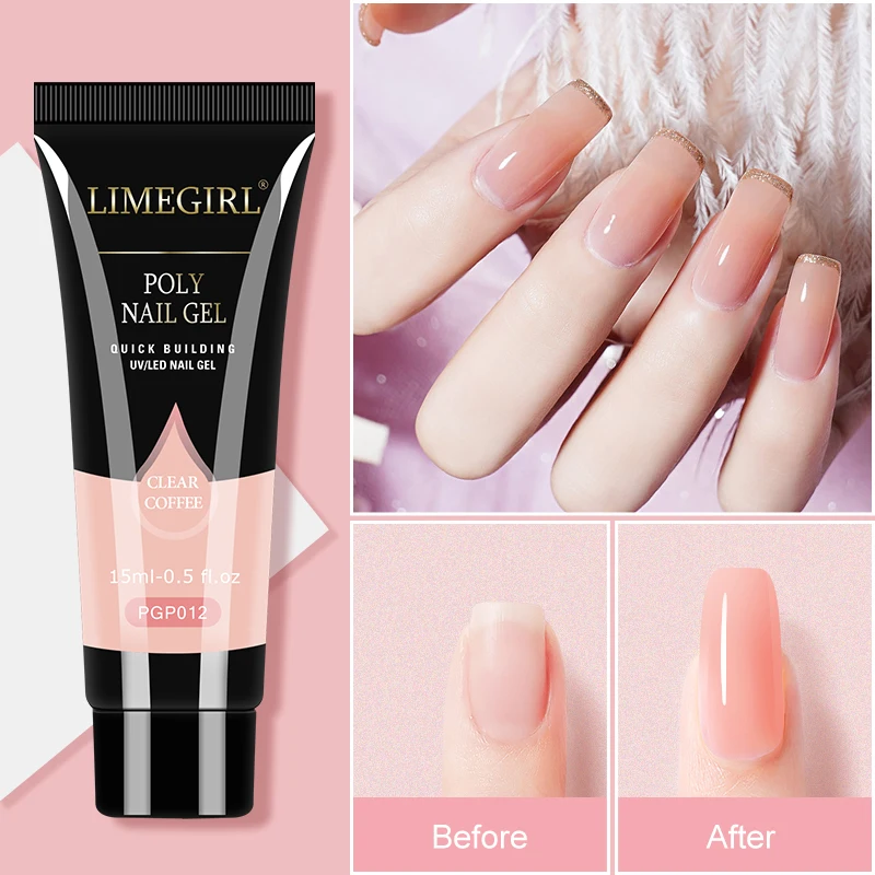 Limegirl Set Poly Nagel Gel für Verlängerung Gel Set Maniküre Acryl Gel Lack Set 15ML Acryl Flüssigkeit Nail art nagel Kit UV Gel Kit