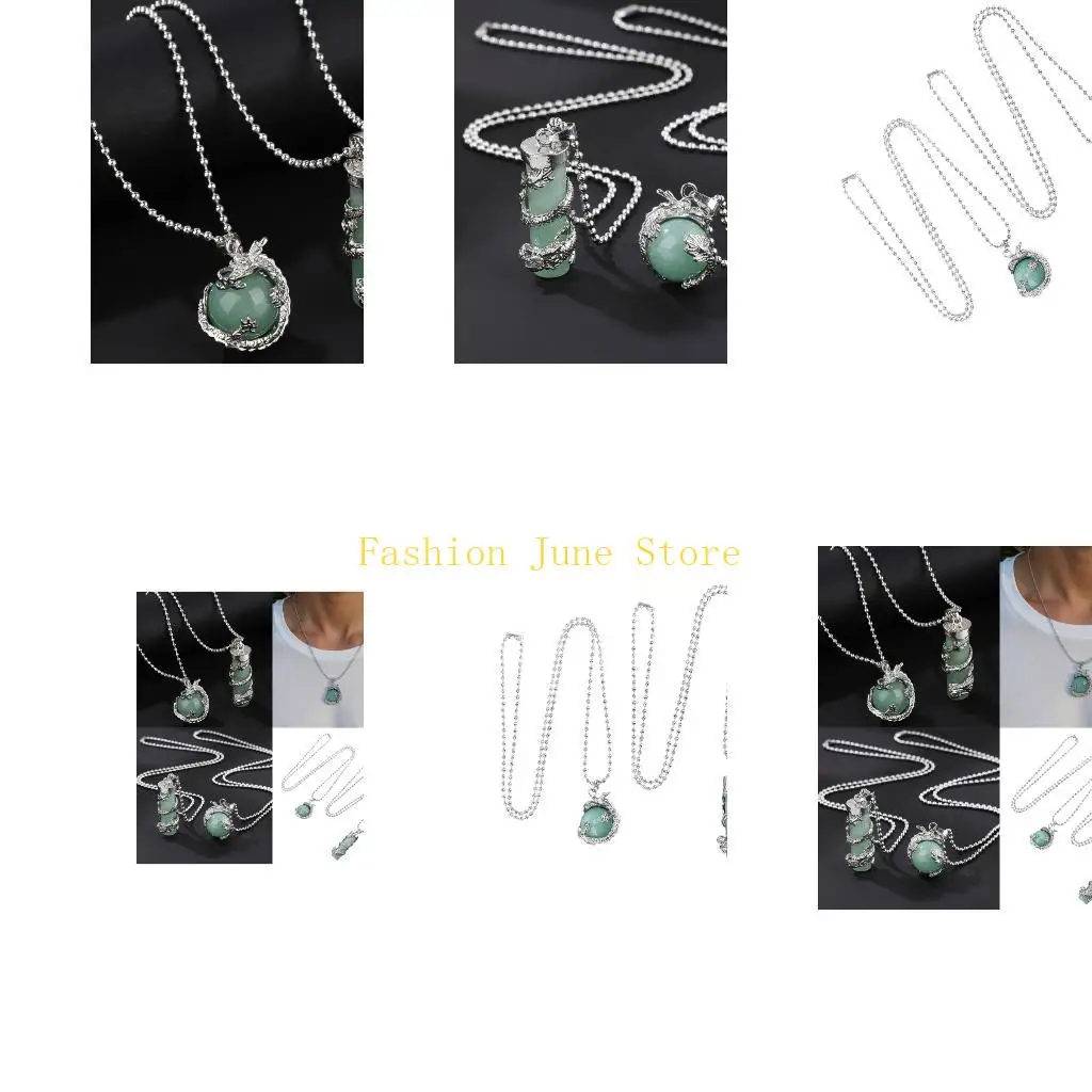 N5KA 2 Pack Handmade Natural Stone Cylinder Pendant Necklace Matching Stone Jewelry