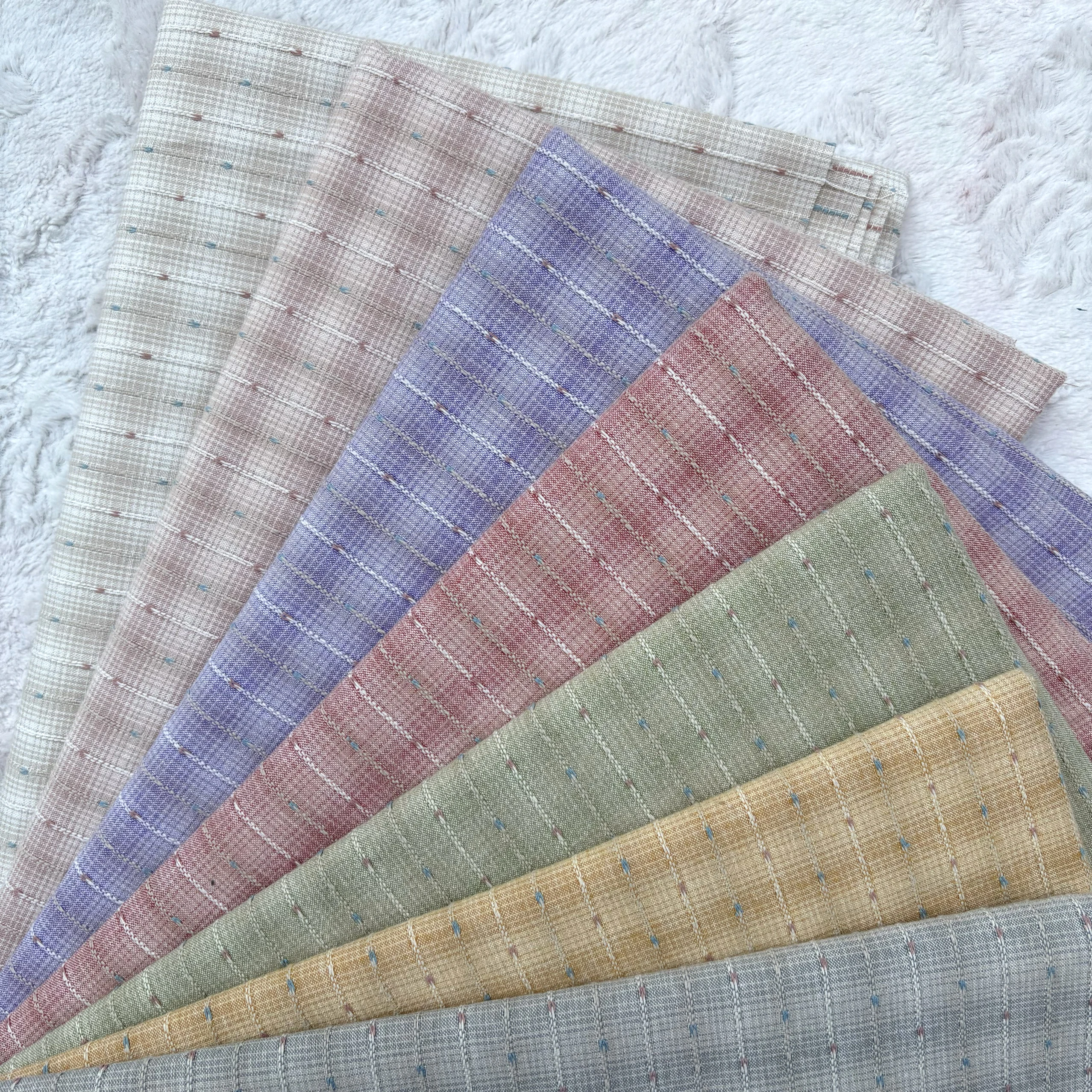 Tissu teint en fil japonais pour la couture, petit groupe de grillades, patchwork fait main, courtepointe, rayure, ponto 50*70cm