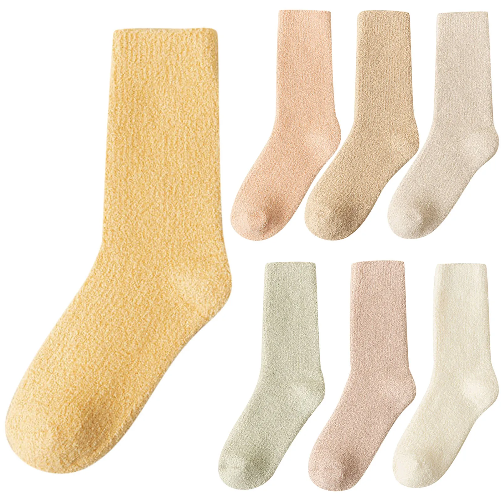 Women'S Fashion Simple Solid Color Mid-Tube Socks Autumn And Winter Thick Warm Comfort Coral Velvet Socks Aesthetic Stockings