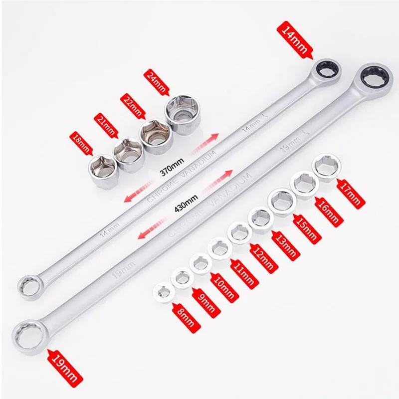 Kit di chiavi a cricchetto regolabili da 15 pezzi Set di chiavi dinamometriche in acciaio al vanadio per la riparazione di auto utensili manuali manutenzione automobilistica