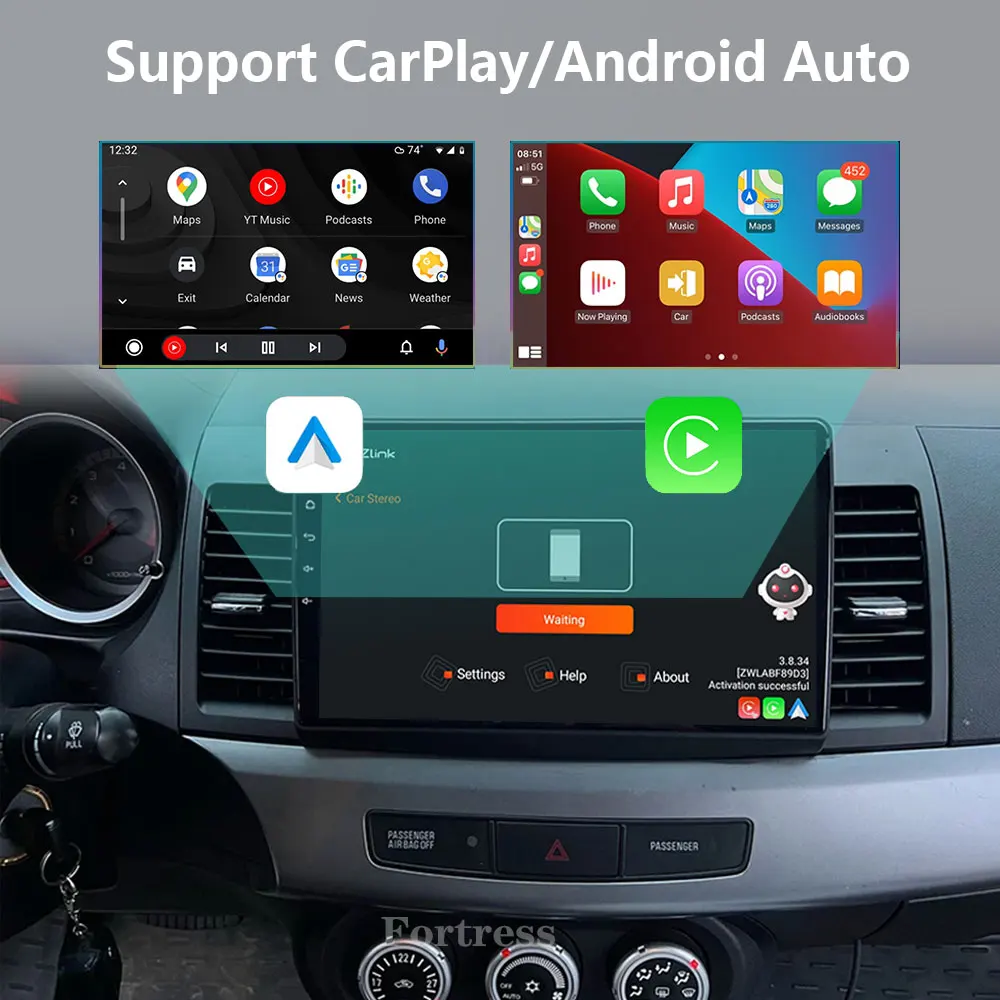 Android 14 for Mitsubishi Lancer 2008 2007 - 2013 Car Radio Multimedia Stereo Video Player CARPLAY GPS 2 Din 4G LTE Antenna