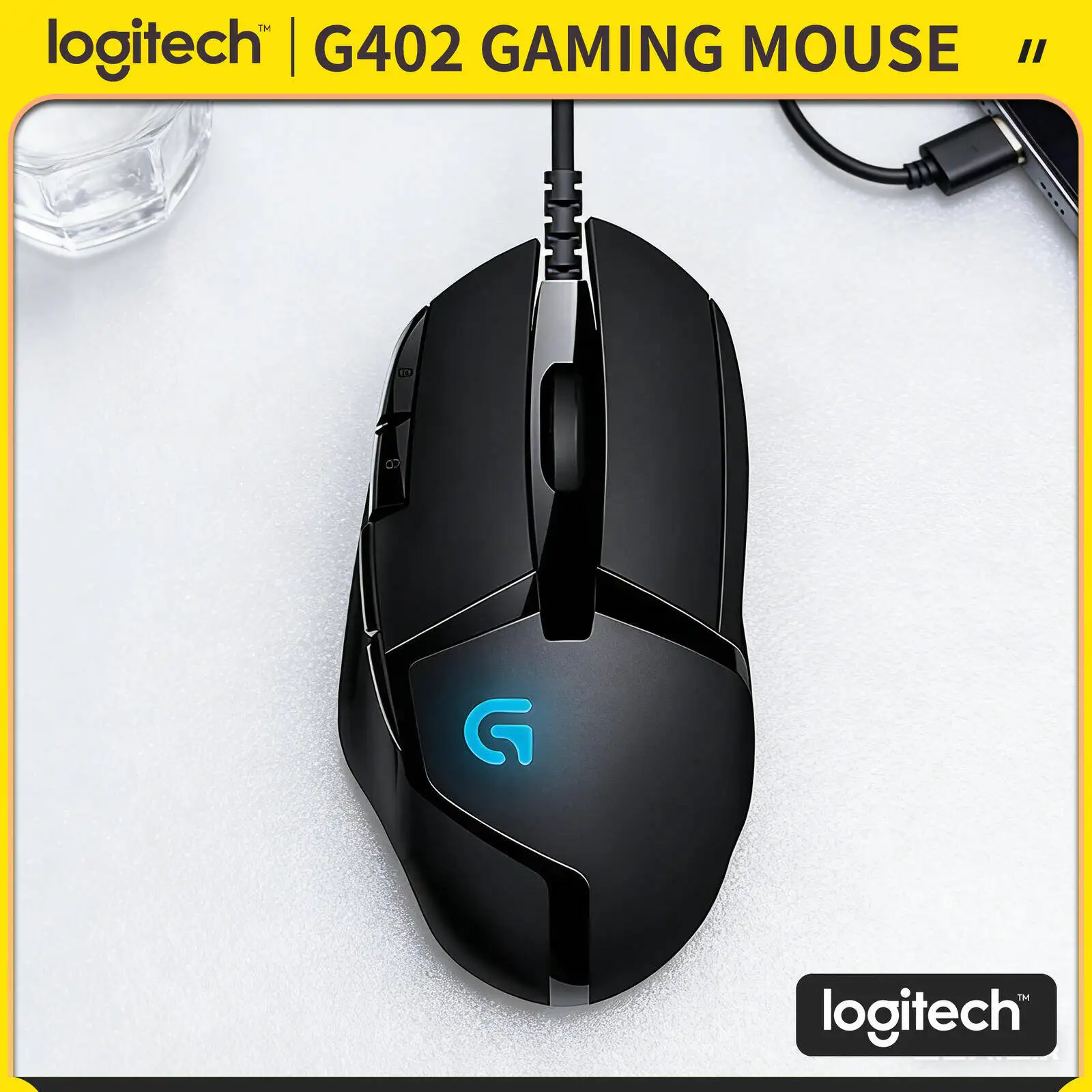 

Logitech G402 Hyperion Fury Mouse Delta Zero Optical Sensor 500 IPS 8 Buttons 4 DPI Levels Anti-Slip for Gaming & Work