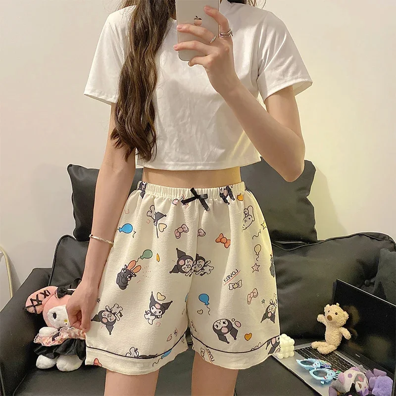 

New Sanrios Kuromi Casual Shorts Cute Pochacco Womens Shorts Kawaii Cartoon Summer Girls Soft Loose Large Home Pants