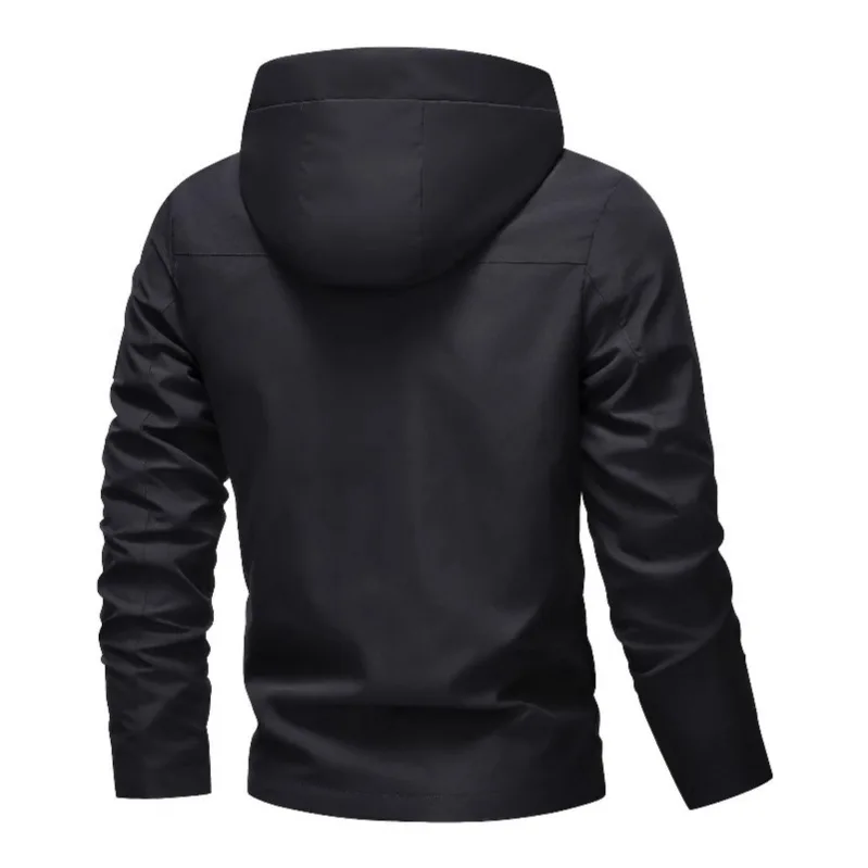 Cross-border European Size Windproof Men's Jacket Simple Tooling Trendy Top Hooded Outer Jacket Sports Casual Top