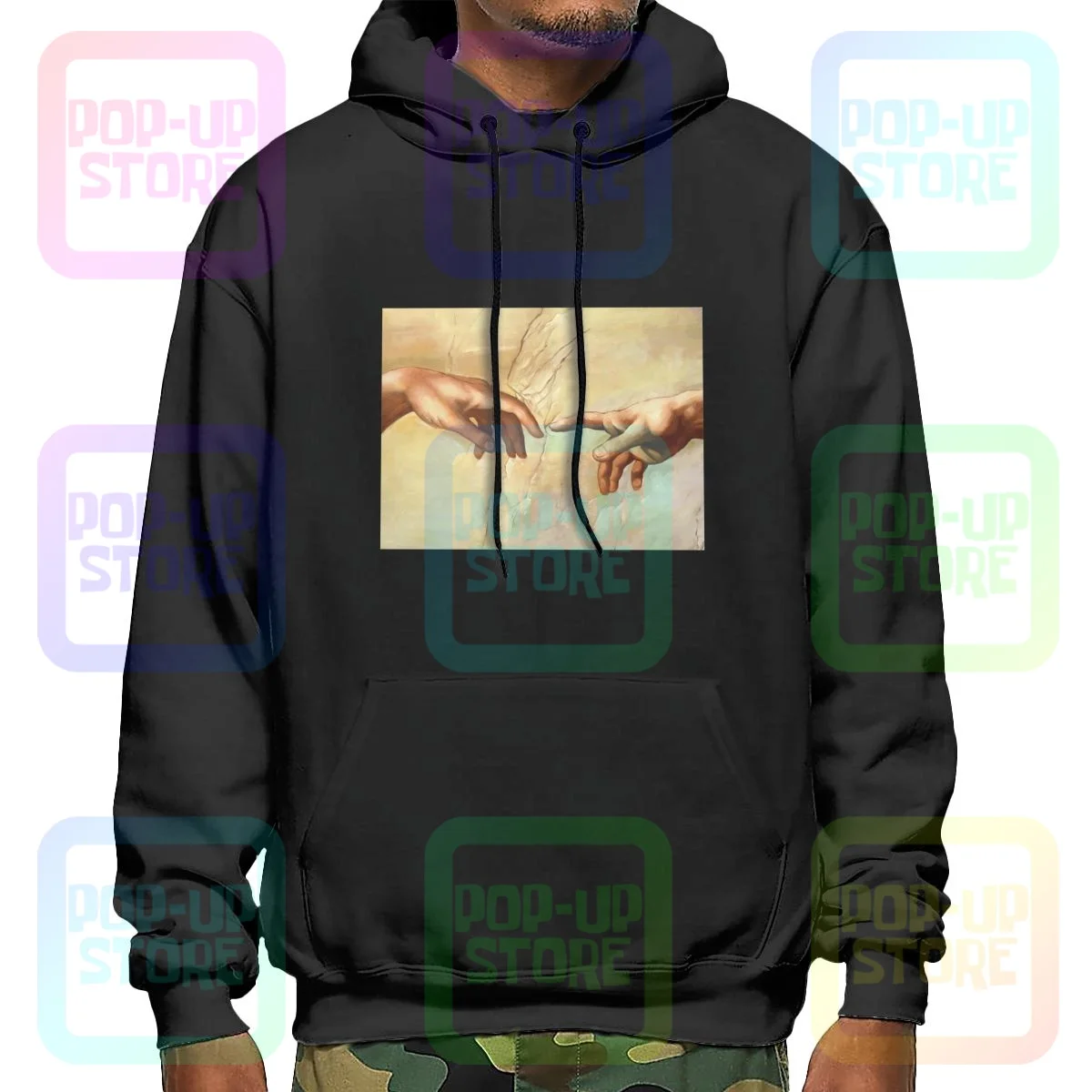 Michaelangelo Creation Of Adam Sistine Chapel Hoodie Sweatshirts Hoodies Rare Unisex Splicing Streetwear