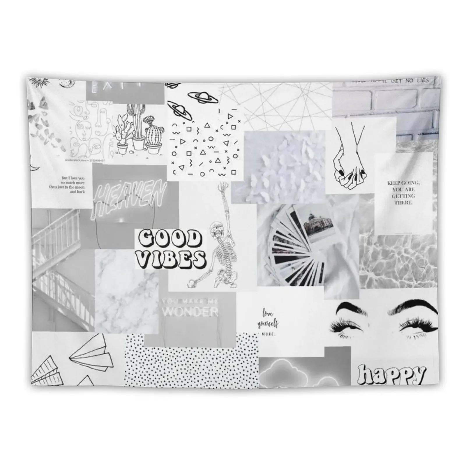 white aesthetic collage Tapestry House Decor Things To The Room Tapestry