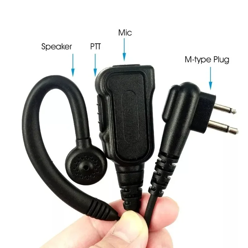 Walkie Talkie Big PTT 2 Pin Knob Curve Earpiece Headset Earphone Mic for Motorola GP300 GP88 GP88S GP2000 GP68 CP040 CP200 P450