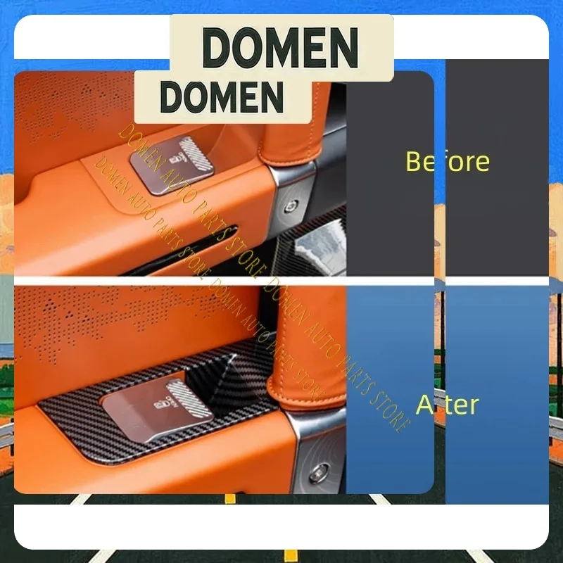 DOMEN Car Lift Panel Carbon Fiber Pattern Sticker Fit for Jetour G700 2025 2026 Car Window Lift Button Frame Modified Accessorie