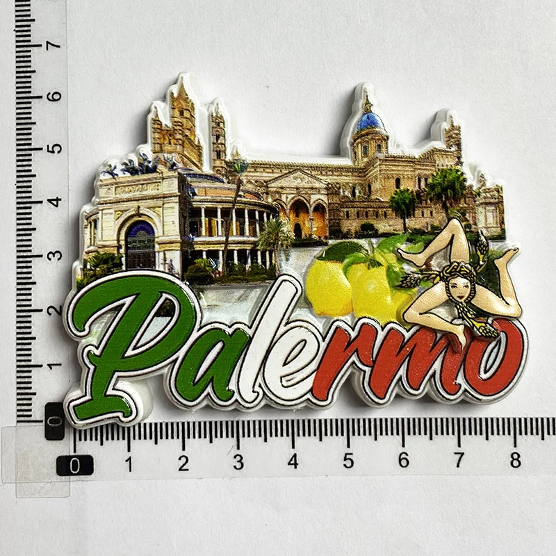 Sicily Palermo World Cultural Tourism Refrigerator Stickers, Kitchen Home Decorations, 3D Stereoscopic Magnetics