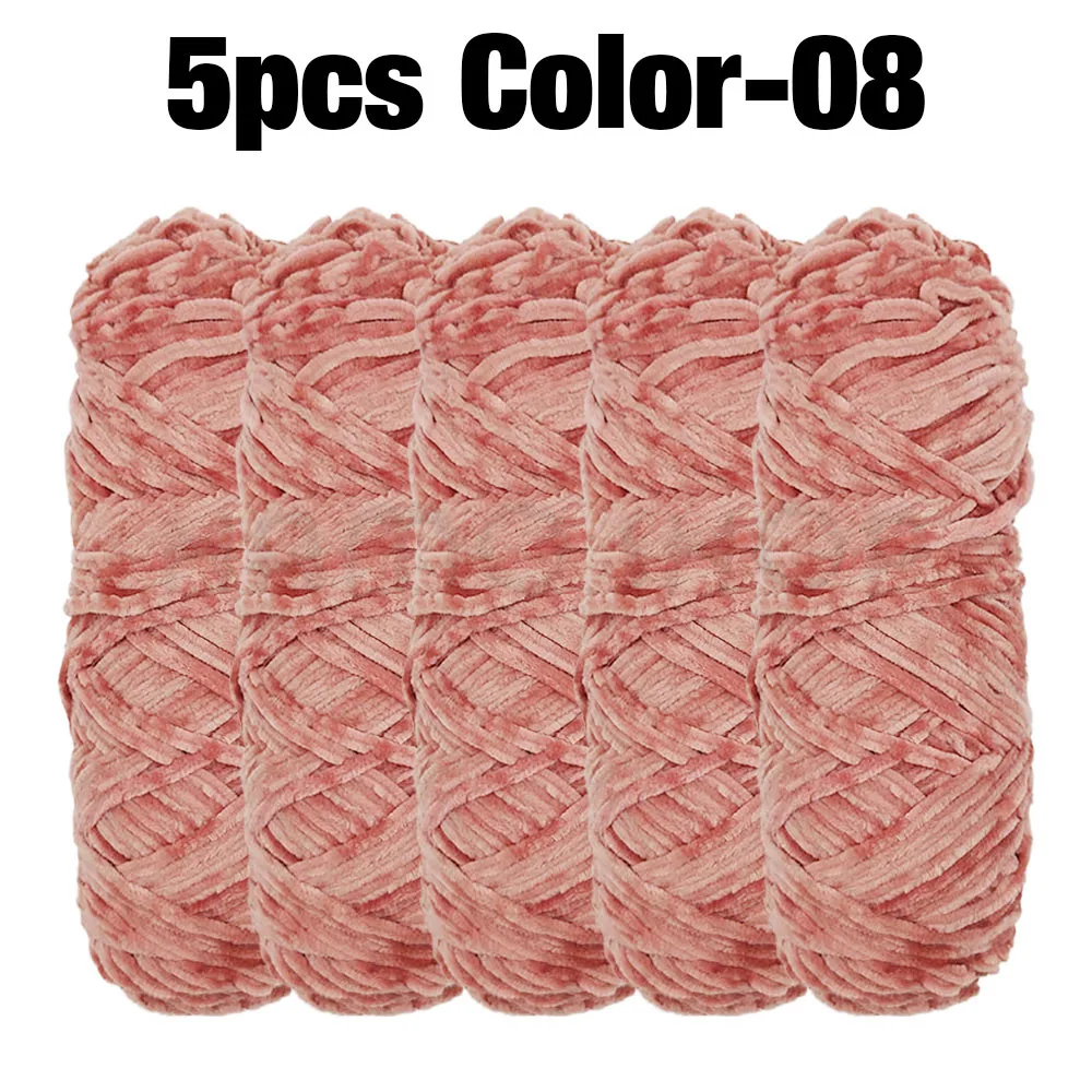 5 Rollen 100 g pro Rolle Premium-Samt-Chenille-Garn, weiches, warmes Strick-Häkelgarn für Decke, Mantel, Hut, Kissen, DIY-Handwerk