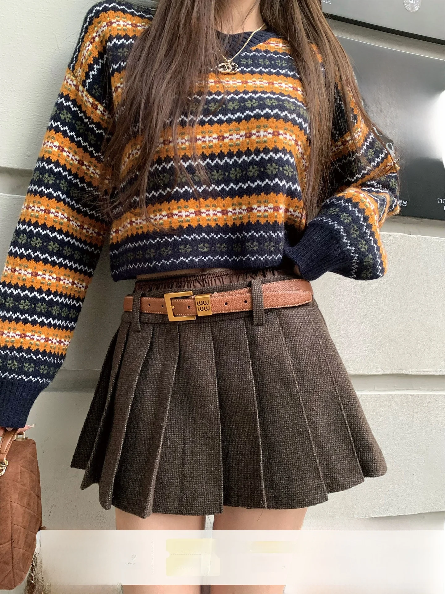 

Юбка с низкой талией в клетку «гингем» Okaaay, осенне-зимняя, винтажная, в студенческом стиле, имитация двух частей, женская, средней длины