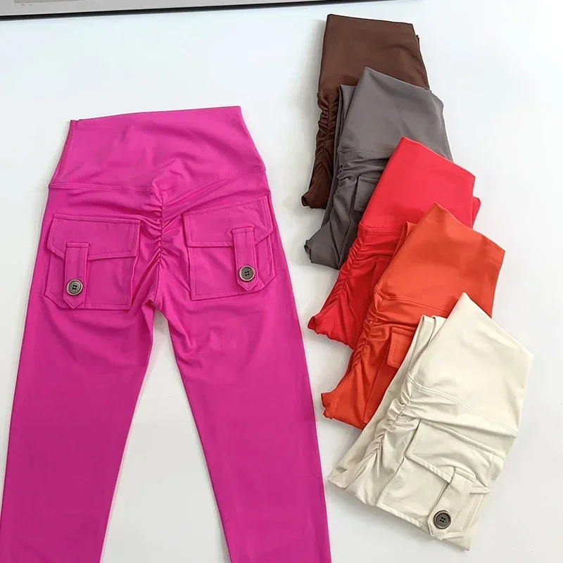 New Women High Waist Seamless Yoga Leggings with Pockets Naked Feeling   Tight Sports Running Training Dance Hip Women's Pants