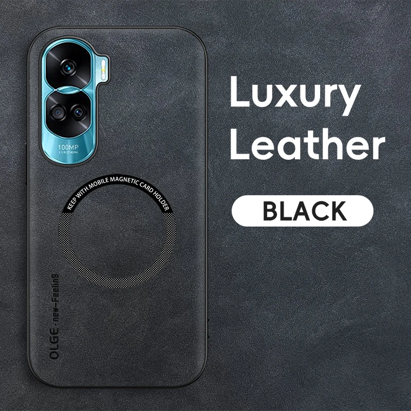 Magnetic Retro Leather Soft Case For Honor 90 Lite Honor90 Lite 5G Wireless Charging Phone Case Cover