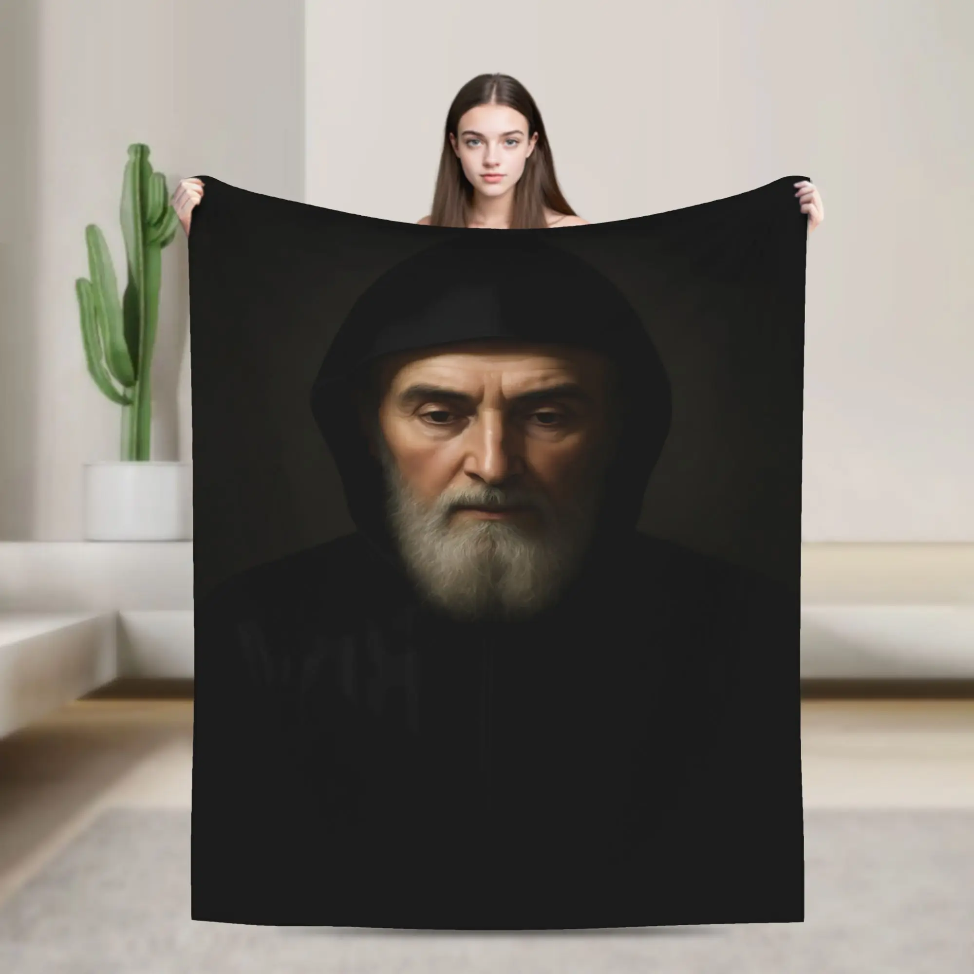 Sacred Saint Charbel Prayer Book Soft Blanket  Airplane Travel Plush Throw Blanket Bedroom Flannel Bedspread Sofa Bed Cover