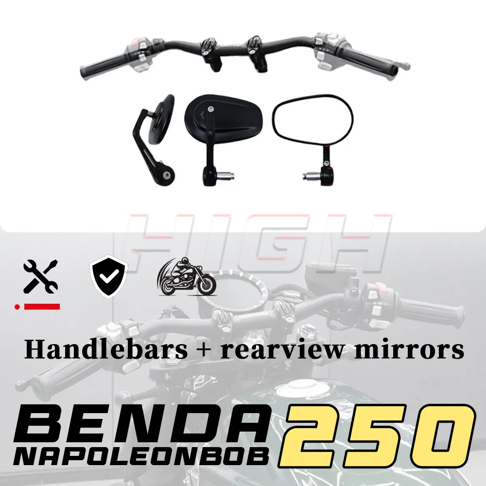 For BENDA NAPOLEON BOB 250 M-Handlebar Straight Bar Aluminum Alloy Handlebar Rearward Handlebar Mirror Modified Parts