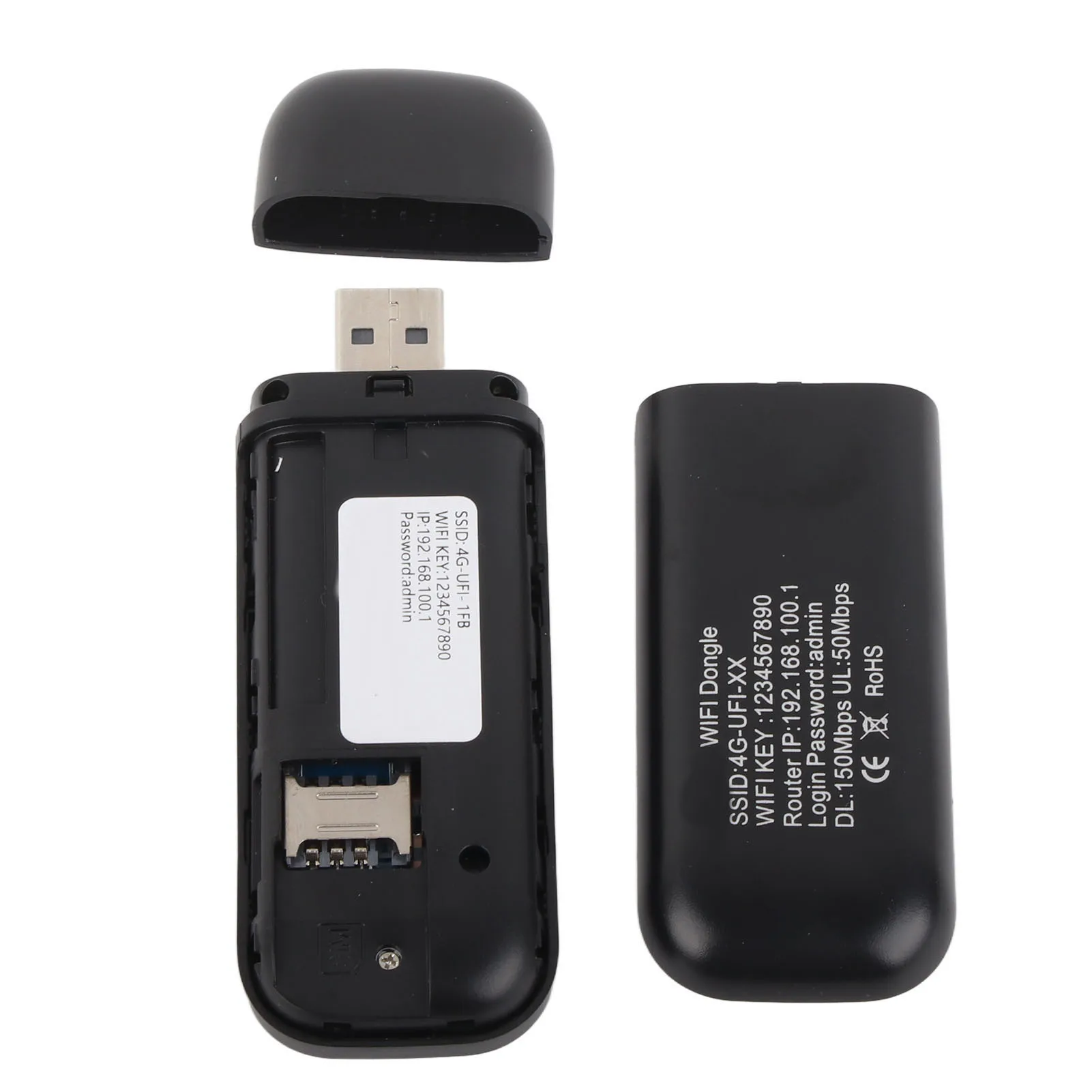 4G LTE USB WiFi Router Black Support 10 Users Multipurpose ABS Material 150Mbps Mobile Wifi Router Lightweight for Cell Phone