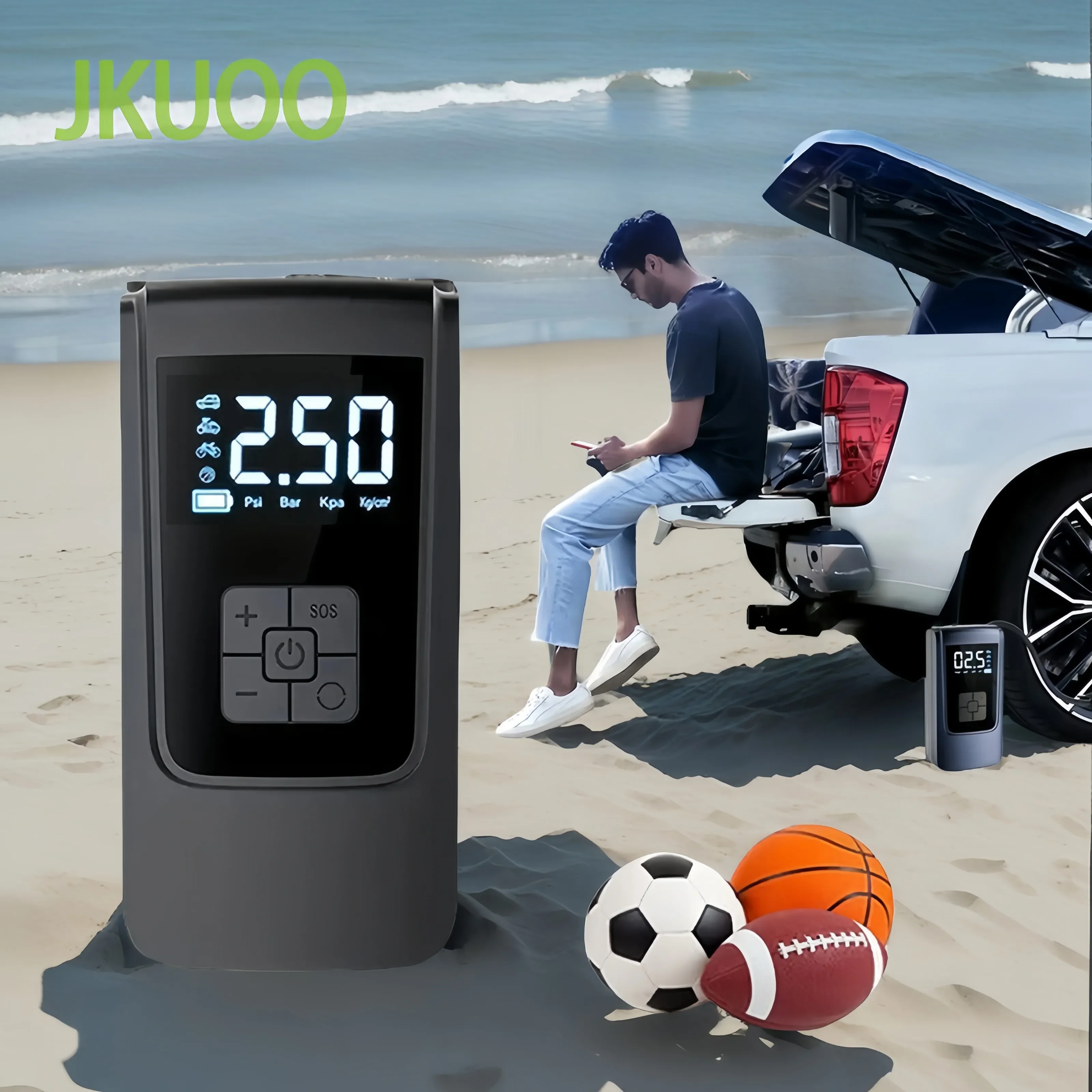 

JKUOO Portable Handheld Inflatable Pump Wireless Charging Digital Display for Car Motorcycle Tire Multifunction