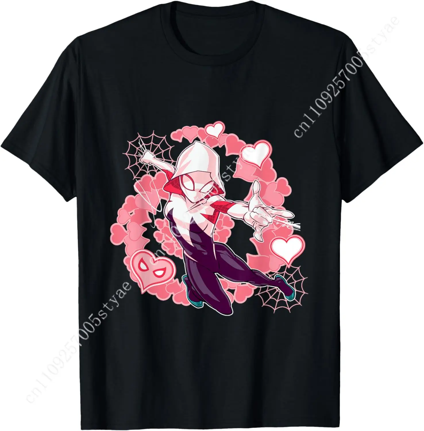 

Marvel Spider-Man Into The Spider-Verse Gwen Stacy Hearts T-Shirt