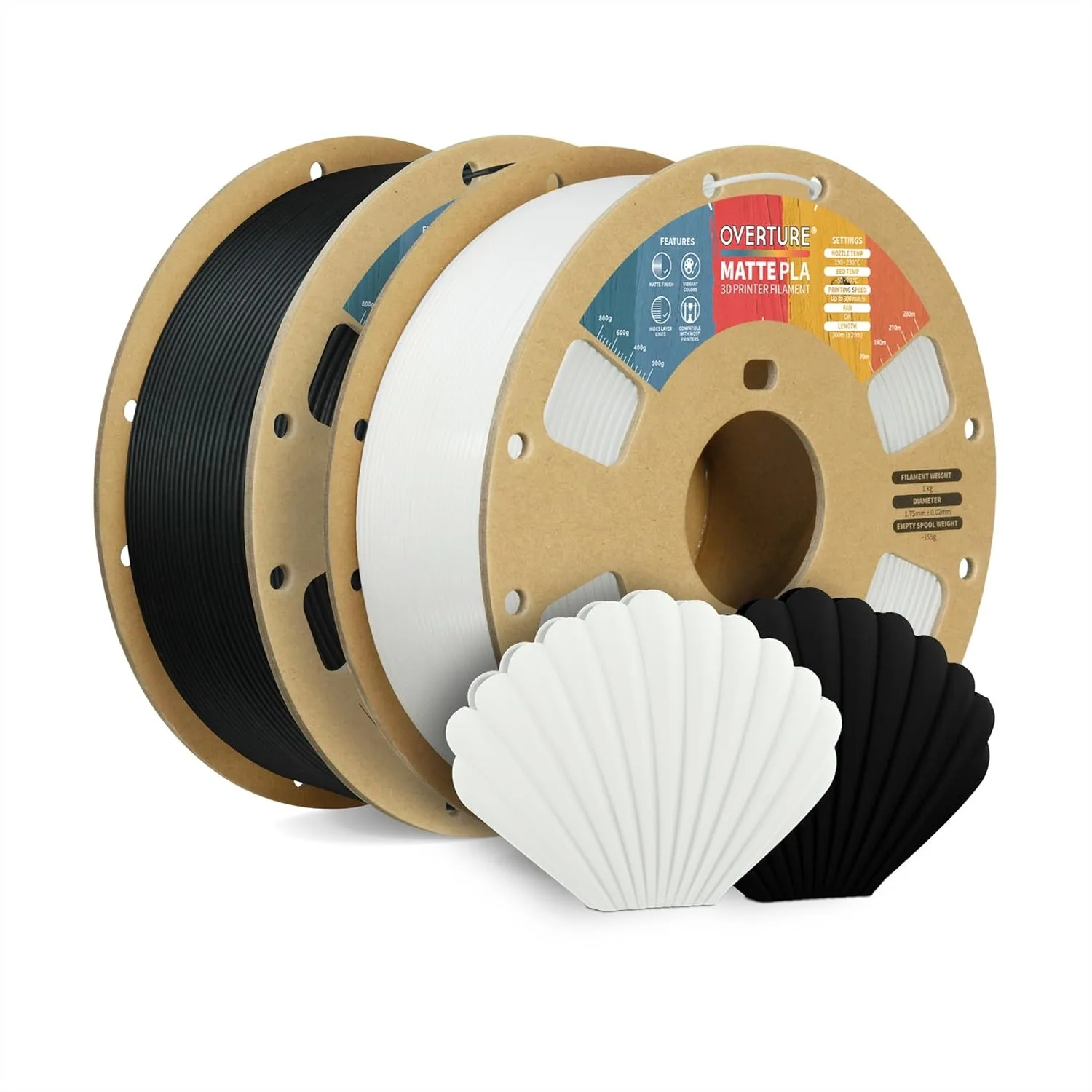 

Matte PLA 3D Printer Filament 1.75mm Bundle 2kg, Matt Surface & Low Warping, 2 Pack 1kg Spools for Most FDM Printers