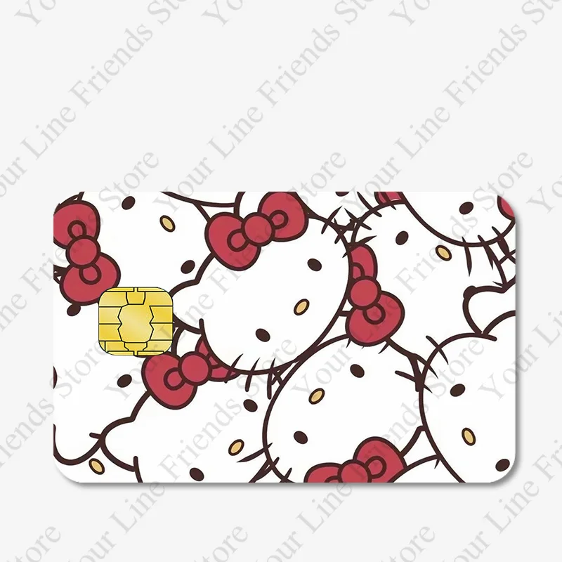 New Hello Kittys Credit Debit Card Sticker Kawaii My Melody Poker Sticker Cartoon Waterproof Stickers Big Small Chip Sticker