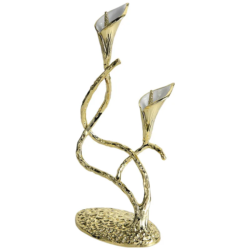 

Light luxury candle holder Calla lily home creative ribbon candle holder metal modeling postmodern