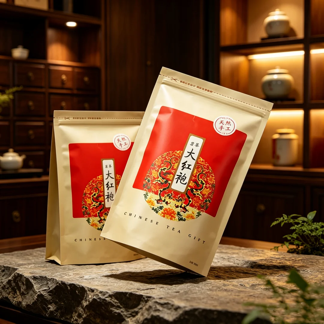 Chinese Longjing Tea Set Zipper Bags Dahongpao Biluochun Green Tea Recyclable Sealing Packing Bag NO Packing Bags