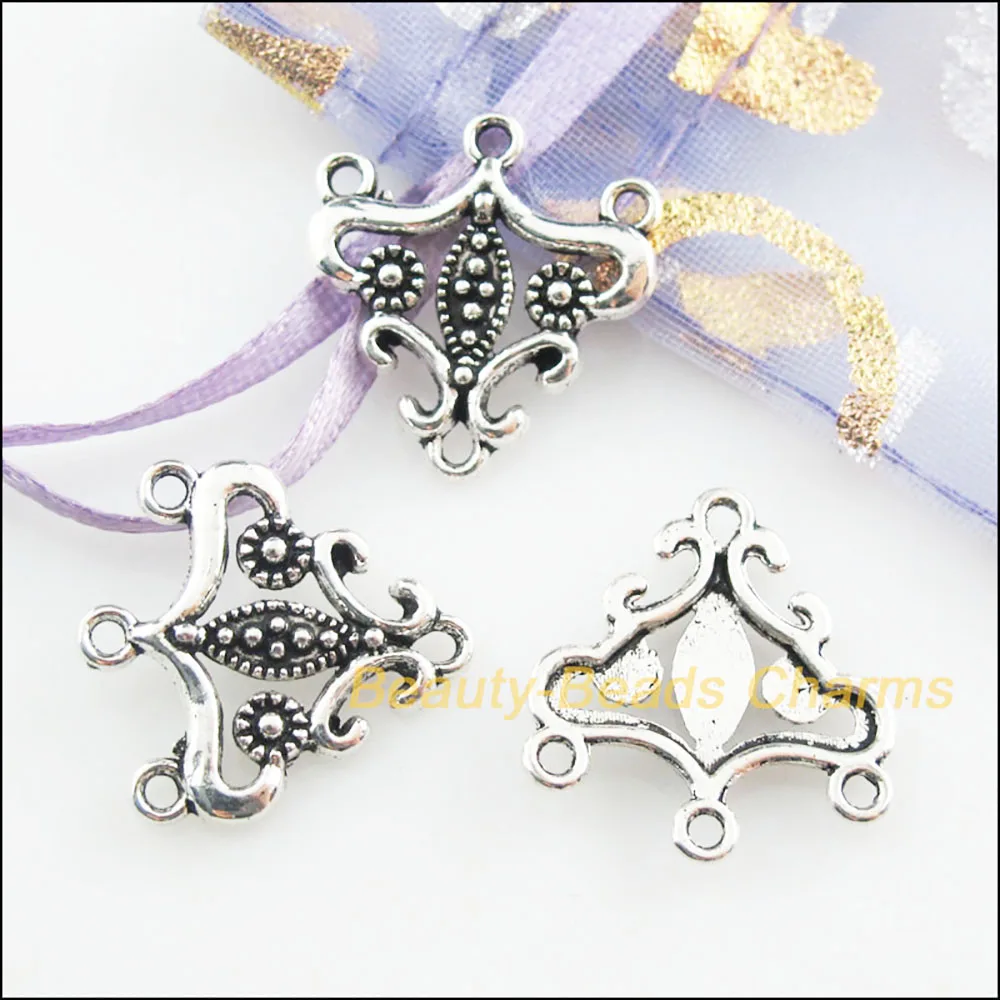 20 nowych złączy trójkątny kwiat tybetańskie srebrne kolorowe zawieszki 19,5x21mm — zdjęcie 3