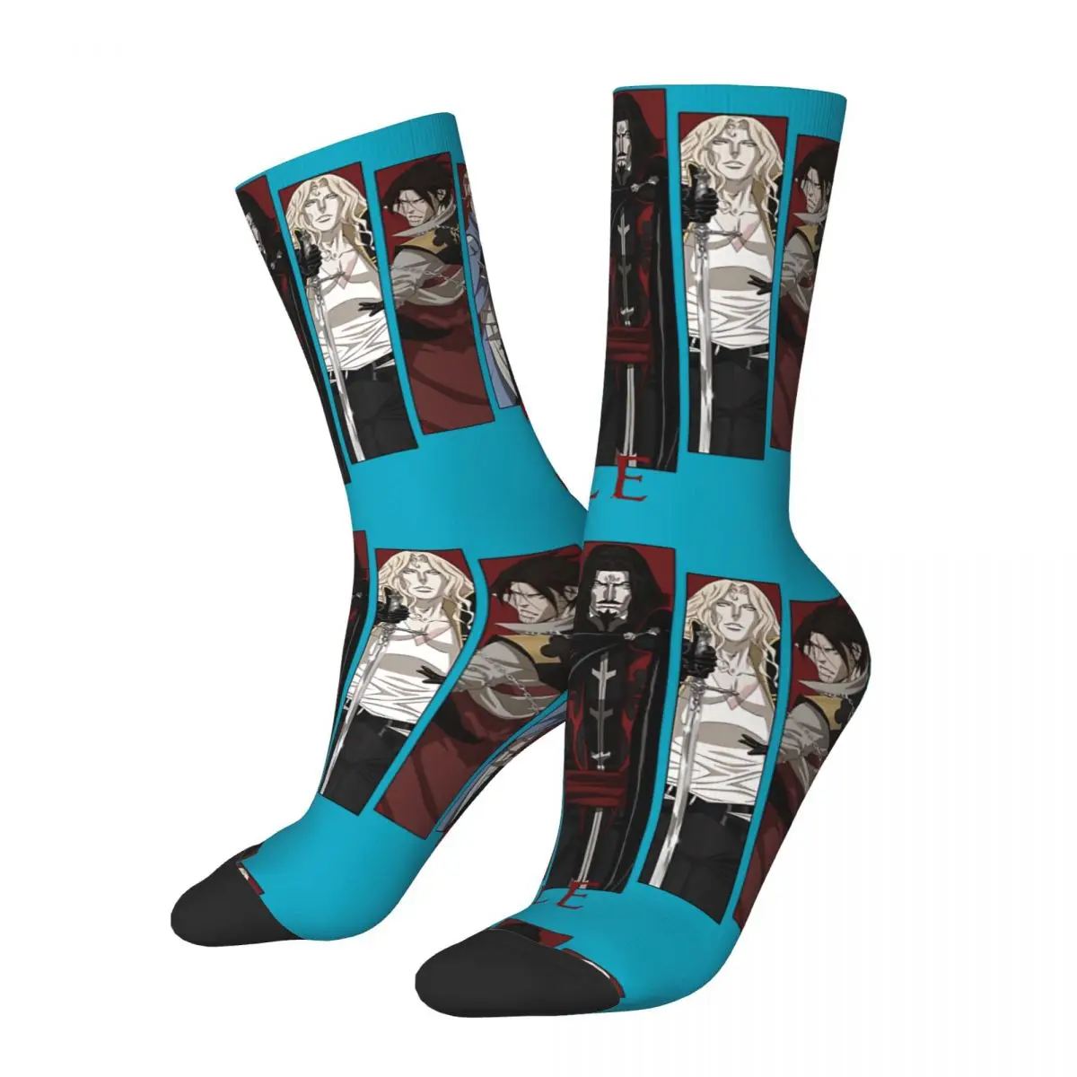 

Funny Crazy Sock for Men Character Panels Classic Hip Hop Vintage Castlevania Happy Seamless Pattern Printed Boys Crew