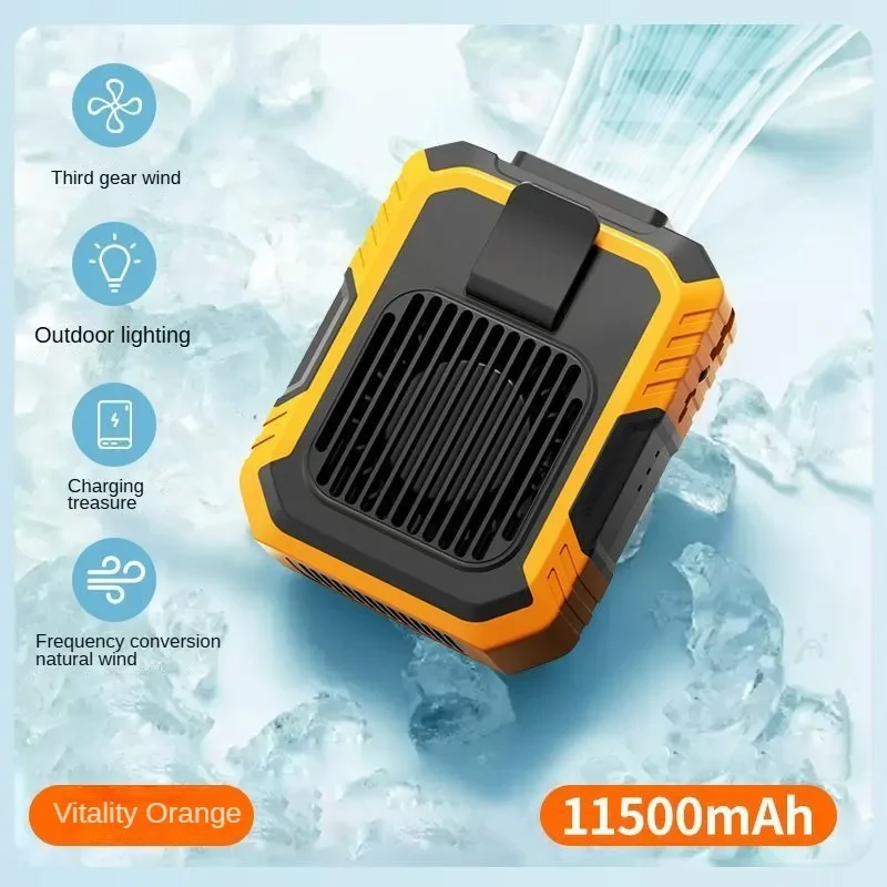 Summer 10000mAh Portable Waist Fan Hanging Neck Fan Strong Wind with Power Bank LED Lighting for Courier Outdoor Working Sports