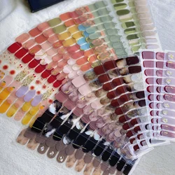 16Tips Semi-Cured French Gel Nail Strips Patch Adhesive Waterproof Long Lasting Full Cover Gel Nail Wraps Harden In UV Lamp Need