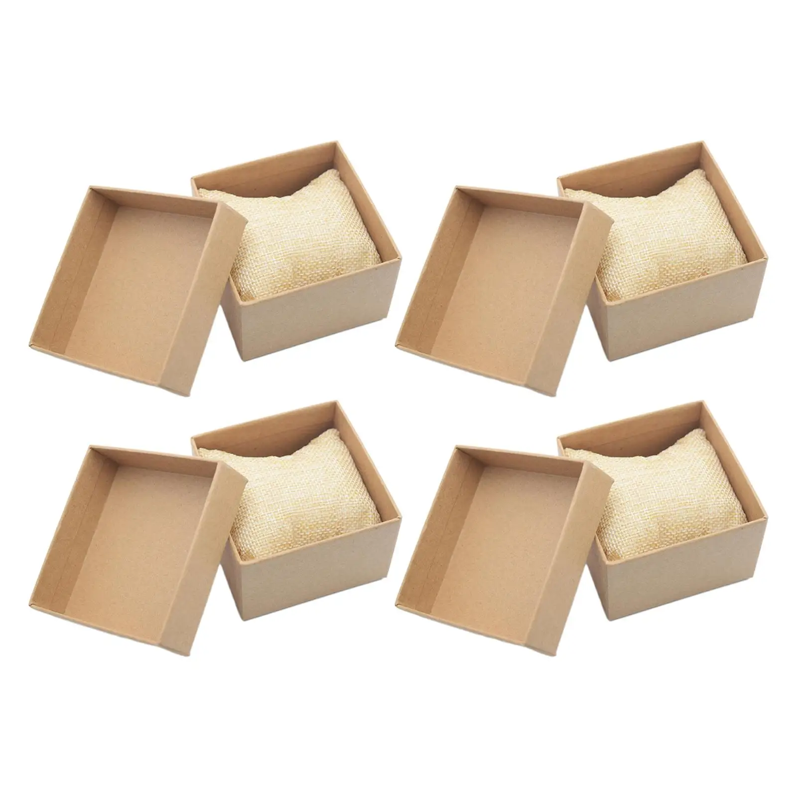 4Pcs Kraft Watch Box Jewelry Box for Men and Women Single with Pillow