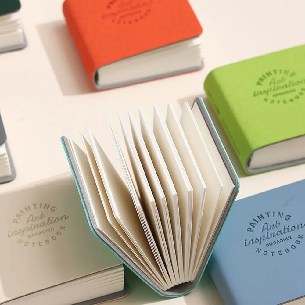 3Pcs Thick Drawing Paper Mini Drawing Book Unlined Compact Miniature Sketchbook Tearable PU Leather Cover Portable Hand Ledger