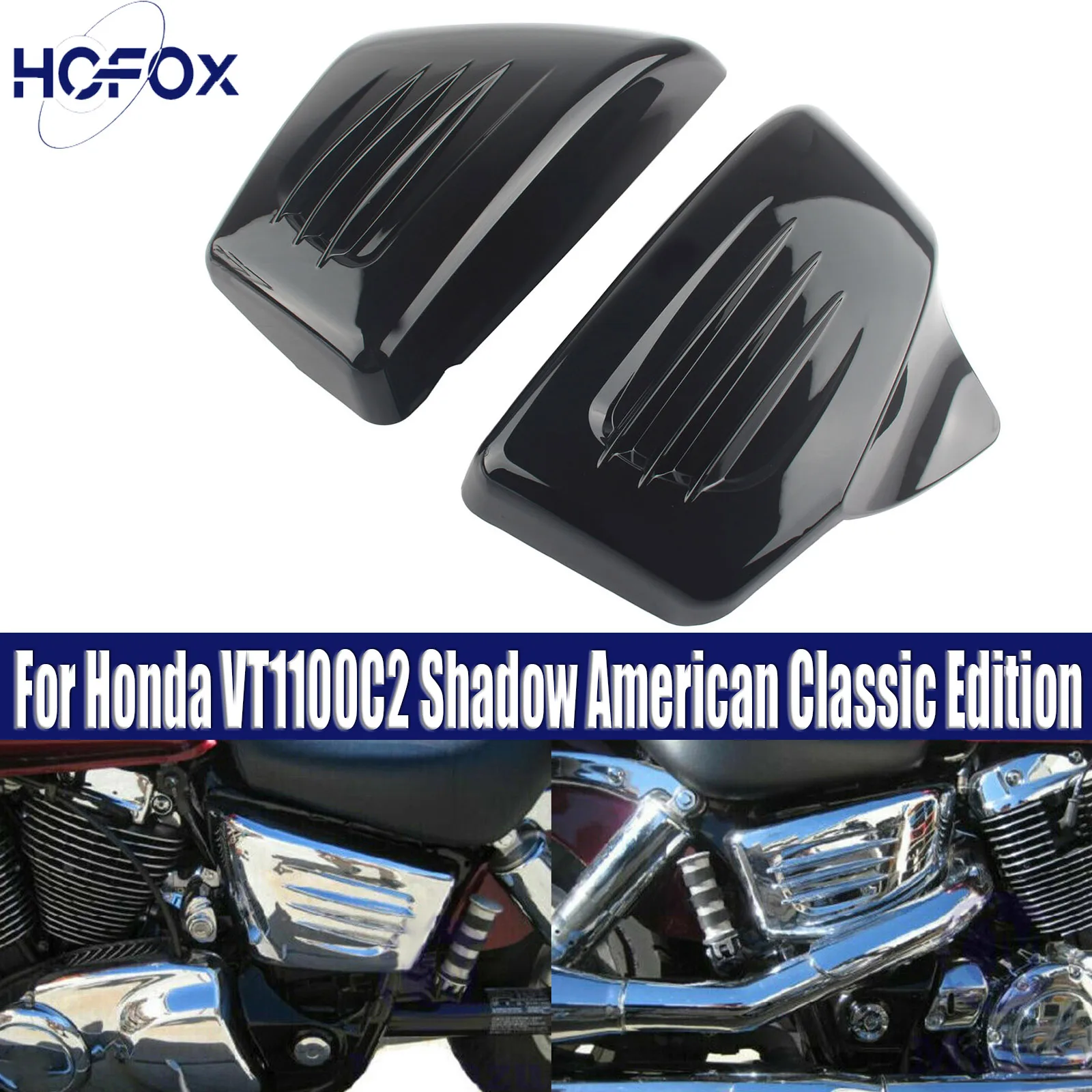 For Honda Shadow Sabre VT1100C2 ACE VT1100T Tour Black Motorcycle Engine Guard Fairing Side Frame Cover Panel Accessories